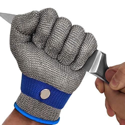 MAFORES Cut Resistant Glove-Stainless Steel Wire Metal Mesh Butcher Safety Work Glove for Meat Cutting, Fishing