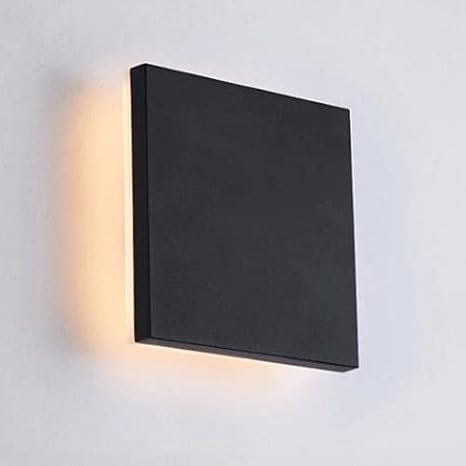 Creative Aluminum Square Exterior Wall Light, Modern LED 3000K Corridor Decorative Lighting Atmosphere Lamp, Simple Outdoor IP55 Waterproof Wall Sconce, Black Metal Wall Washer