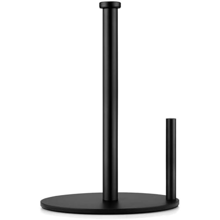 Black Paper Towel Holder, Countertop Paper Towel Holder, Steady Paper Roll Holder, Weighted Paper Towel Stand for Kitchen Bathroom