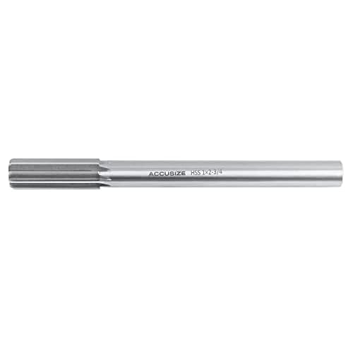 Accusize Industrial Tools 1 H.S.S. M2 Straight Shank Straight Flute Chucking Reamer, Flute Length 2-34, Oal 10-12, 8 Flute, 5015-0285