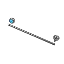 1pc G23 Implant Grade Titanium Internally Threaded 14G Nipple Barbells with 5mm Round Bezel Synthetic Opal Ends Straight Bar Body Jewelry Barbell Eyebrow Tongue Piercing Barlength 16mm-38mm