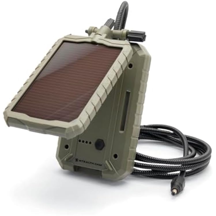 Stealth CAM Durable Sol-Pak Solar Battery Pack, 12V Solar Power Panel, Rechargeable Battery & 10ft Insulated Cable, Compatible with All WirelessCellular Trail Cameras - 3000 mAh