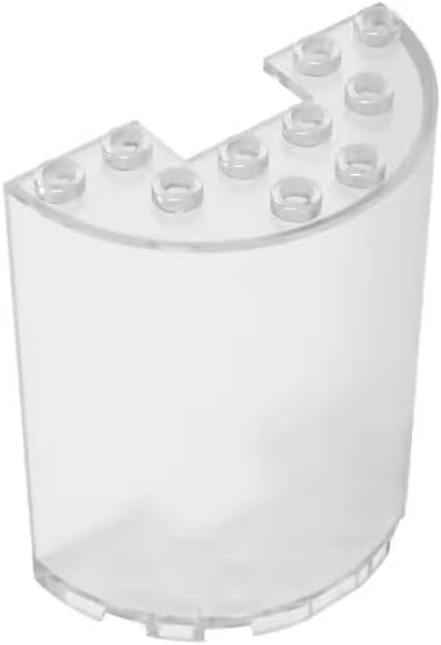 Gobricks GDS-1137 87926 35347 Cylinder Half 3x6x6 With 1X2 Cutout, 10 pcs | Trans Clear. Compatible with LEGO bricks. MOC components for major building brands, Ref: 6262014, consistent color matching.