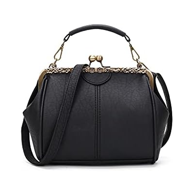 ROUROU Retro Hollow Handbag for Women - Leather Shoulder Bag Evening Clutch Crossbody Purse with Kiss Lock Closure