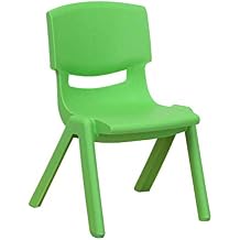 Flash Furniture Green Plastic Stackable School Chair with 10.5'' Seat Height