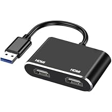 USB to Dual HDMI Adapter, 2-in-1 Extender for Extended or Mirrored Display, 1080P@30Hz USB to HDMI Adapter for PC, TV/HDTV, Laptop to Monitor, Projector, Only for Windows XP 7/8/ 10