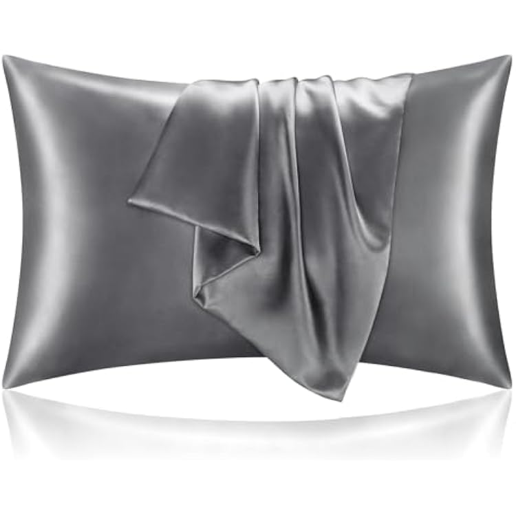 BEDELITE Satin Pillowcase for Hair and Skin, Super Soft and Cooling Similar to Silk Pillow Cases 2 Pack with Envelope Closure, Gift for Women Men20x36 King Size, Dark Grey