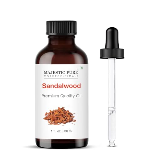 Majestic Pure Essential Oil with Glass Dropper - 100% Pure and Natural - Essential Oils for Diffuser, Aromatherapy, Soap and Candle Making, Sandalwood Essential Oil, Sandalwood Oil, 1 Fl Oz