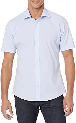 Buttoned Down Mens Slim Fit Spread-Collar Short-Sleeve Stretch Shirt, Supima Cotton Non-Iron