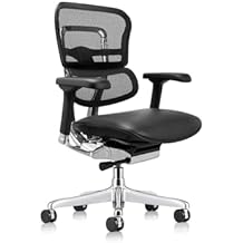 Eurotech Seating Ergohuman Mid Leather Seat/Mesh Back Swivel Chair, Black