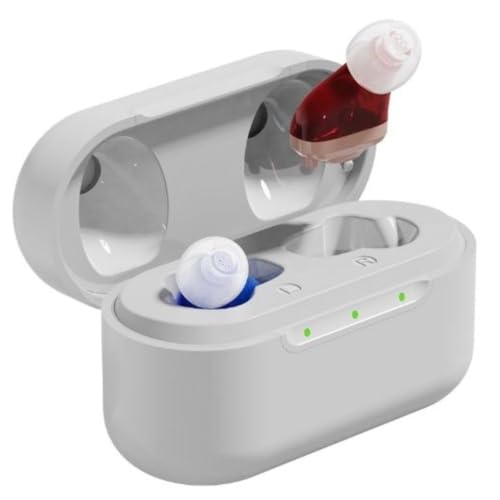 OTC Hearing Aids Rechargeable for Hearing Loss - Nearly Invisible with Case, 14 Hour Battery Life, 6 Volume Levels Advanced DSP Technology for Reduced Background Noise, Comfort Design