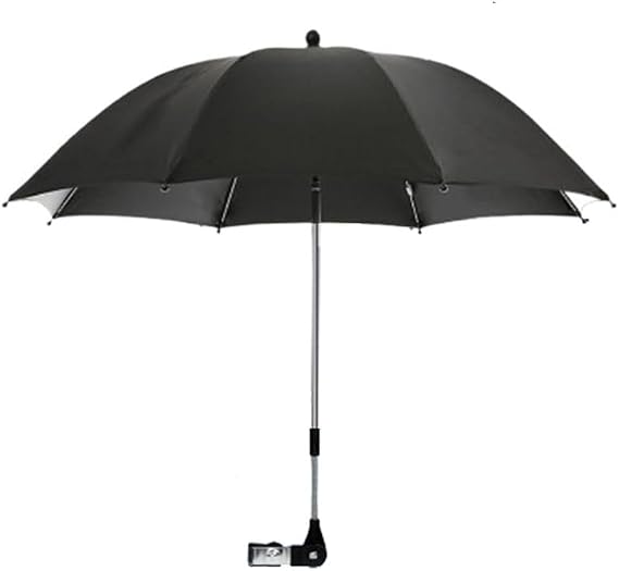 Convenient and Lightweight, Clip-On, Adjustable Steering, Universal, Umbrella Baby Stroller, Stroller Umbrella Attachment for Sun Protection(Black)