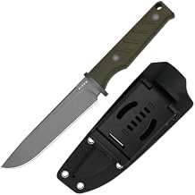 Kizer Camp 180 Fixed Blade Knife with Sheath, 5.55" AEB-L Drop Point Blade Camping Knife with Olive Green G10 Handle, Knives for Camping Hiking 1096A2