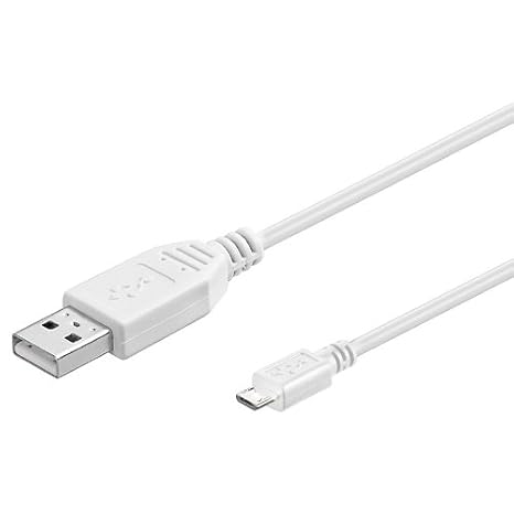 Premium Cord USB - Micro USB Connection Cable 5 m, USB A Male to Micro B Male, USB 2.0 High Speed Data Cable 480 Mbits, 5 Pins, 2X Shielded, AWG28, Colour: White, 5 m