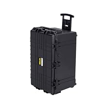 MEIJIA Portable Rolling Waterproof Protective Case,Hard Compact Case With Retractable Pull Handle And Wheels,Customizable Fit Foam Inserted,Elegant Black, 31.02" X19.41" X17.71"