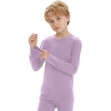 Iguana Unisex Kids 100% Merino Wool Base Layer Top Thermal Underwear Shirt for Girls and Boys Midweight Violet 11-12