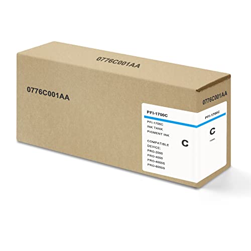 PFI-1700 Cyan Pigment Ink Tank Compatible with Canon PFI-1700 PFI-1700C 0776C001AA for imagePROGRAF PRO-2000 PRO-4000 PRO-4000S PRO-6000S Large-Format Inkjet Printers, 1-Pack