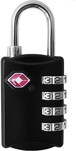 Luggage Locks TSA Approved (1 Pack), 4-Digit TSA Locks for Luggage, Locker, Suitcase, Backpack, School Bag, Travel Bag - Portable, Rust-Resistant, Secure Combination Lock, Black