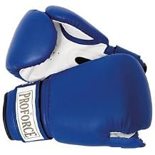 ProForce Leatherette Boxing Gloves, Blue & White 16 oz by AWMA