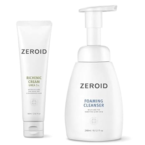 ZEROID Richenic Cream with Urea 5% and Foaming Cleanser Bundle