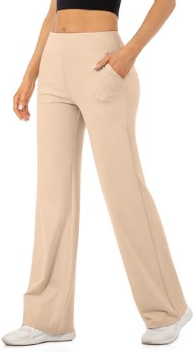 Blisset Womens High Waisted Wide Leg Pants with Pockets 29"/31" - Buttery Soft Yoga Lounge Comfy Casual Bottoms