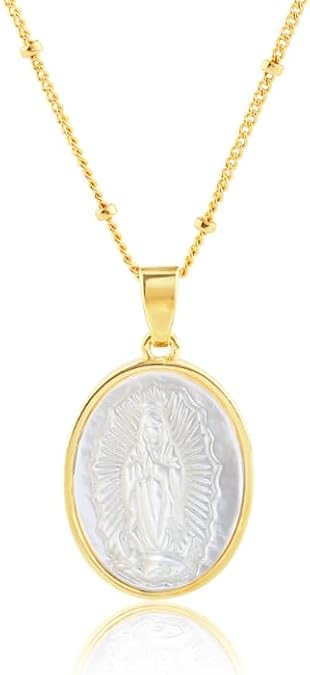 SANDOO Virgen de Guadalupe Necklace for Women - Our Lady of Guadalupe Virgin Mary Charm Pendant, Dainty Virgin Mary Necklace, Catholic Religious Jewelry for Faith & Gift