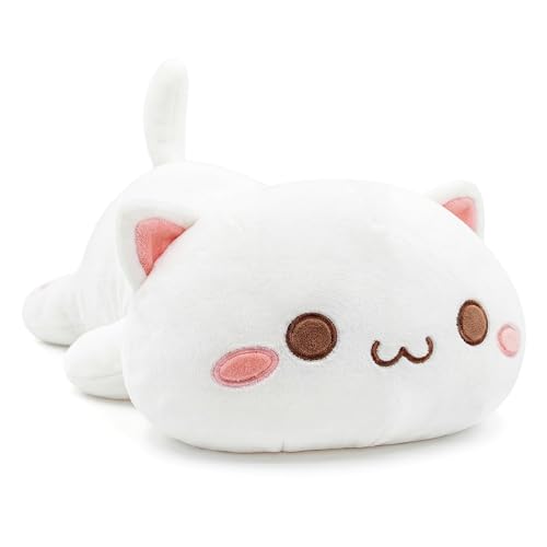 Onsoyours Cute Kitten Plush Toy 25.5 Stuffed Animal Pet Kitty Soft Anime Cat Large Plush Pillow for Kids White A, 25.5