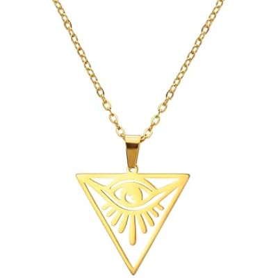 Stainless Steel Eye of Providence Necklace for Women Masonic All-Seeing Eye Symbolic Pendant Necklace
