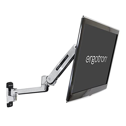 Ergotron LX Sit-Stand Single Monitor Arm, VESA Wall Mount for Monitors Up to 42 Inches, 7 to 25 lbs Polished Aluminum