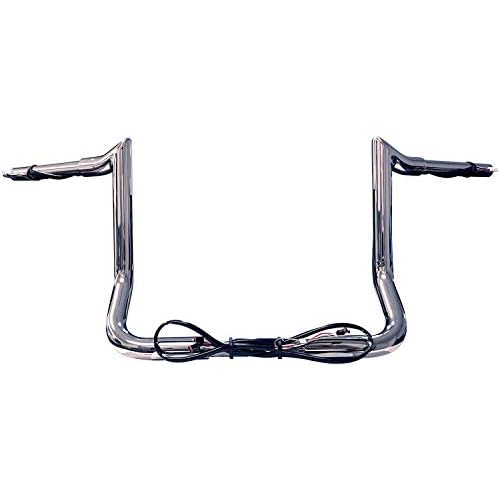 Dominator Industries 1 14 PRE-WIRED 12 Chrome Meat hook Bar Ape Hangers Compatible With Harley-Davidson Bagger Touring Electra - Handlebars for 2014-2023 Heated Grip Option