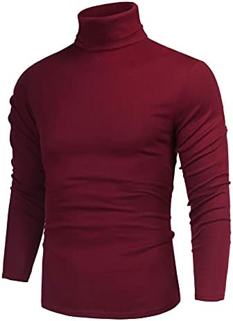 Poriff Mens Casual Slim Fit Basic Tops Knitted Lightweight Turtleneck Pullover Sweater