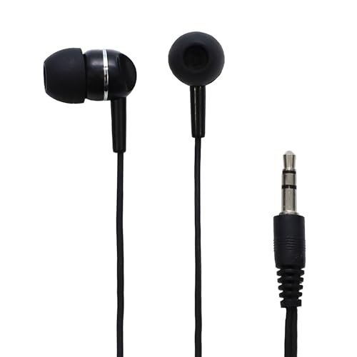 Avid Products Bulk Disposable AE-205 Stereo Earbuds with 3.5mm Plug, Eco-Friendly Packaging with Hang Hole 25 Pack