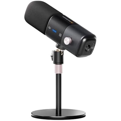 NearStream AM15X Dynamic USBXLR Microphone with Desk Stand, Supercardioid Podcast Mic with AI Noise Cancellation, 24-Bit48kHz, Headphone Monitoring, Mute & Gain for Streaming, Recording,Gaming