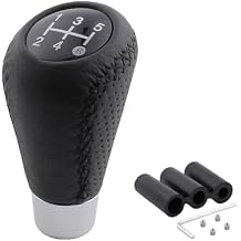 5 Speed Shift Knob Shifting Lever Leather Gear Stick Transmissions Shifter Handle Fit Most Manual Cars Truck SUV Vehicle (Black)