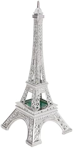 10inch LED Eiffel Tower Lamp,Zinc Alloy Silver Plated Eiffel Tower Statue Light Up Eiffel Tower Ornament Eiffel Tower Statue Decor for Desk Bedroom Home Office Decoration (Silver
