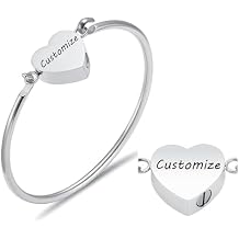 Oinsi Heart Urn Bracelet for Ashes, Cremation Jewelry Leather Bracelets for Men Women, Memorial Jewelry With Filling Kits