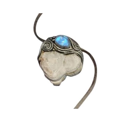 Pleiades Star Child Jewelry Rough Aura Chalcedony Necklace Gemstone Pendant. Pleiadian Origins Starseed Pendant Chalcedony and Labradorite