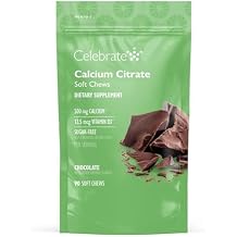 Celebrate Vitamins Bariatric Calcium Chews 500 Mg with Vitamin D3, 3 Months Supply (90 Chews) for Gastric Sleeve & Bypass, Bone Health Support, Sugar & Gluten Free, Chocolate