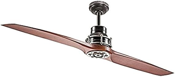 Kichler Lighting 56-in Satin Black with Antique Pewter Accents Downrod Mount Indoor Ceiling Fan with Remote (2-Blade)