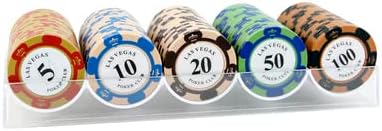 Chips,Round Chips,Texas Hold'em, Baccarat, Flush, Casino Clay Denomination Chips.20 Tablets of 5 denominations, 100 Tablets in Total