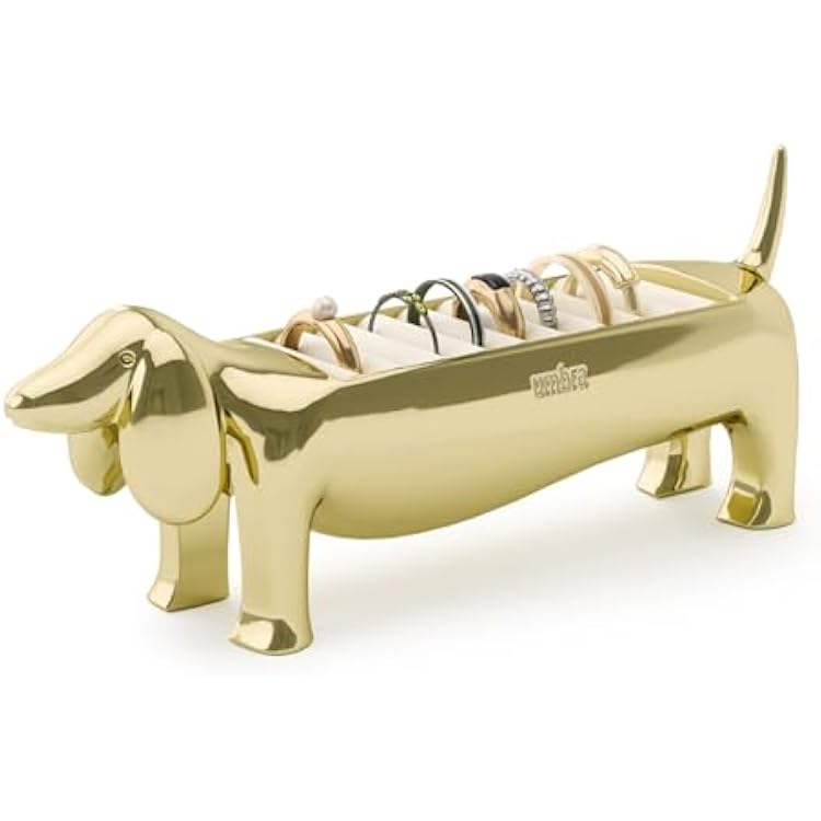 Umbra Dachsie Ring Holder - Gift for Weiner Dog Dachshund Doxie Lover - Jewelry Storage, Brass