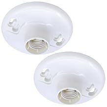Seentech Keyless Plastic Lamp Holder E26 Medium Base Ceiling Light Socket, 660W, Durable Flame-Retardant Outlet Box Mount (2-Pack)