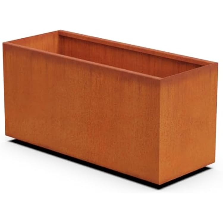 Plantercraft Corten Steel Planters | Large Rectangular Planters for Outdoor Plants 40x16x20 Inch | Extra Large Outdoor Planter Box for Modern Garden & Patio Landscapes | Heavy Duty Metal Construction