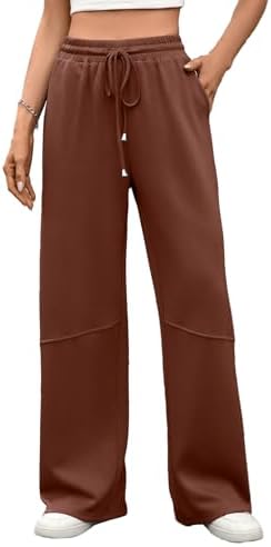 TBA Womens Wide Leg Sweatpants Drawstring Baggy Sweat Pant High Waisted Casual Trousers Fashion Joggers Pants with Pockets