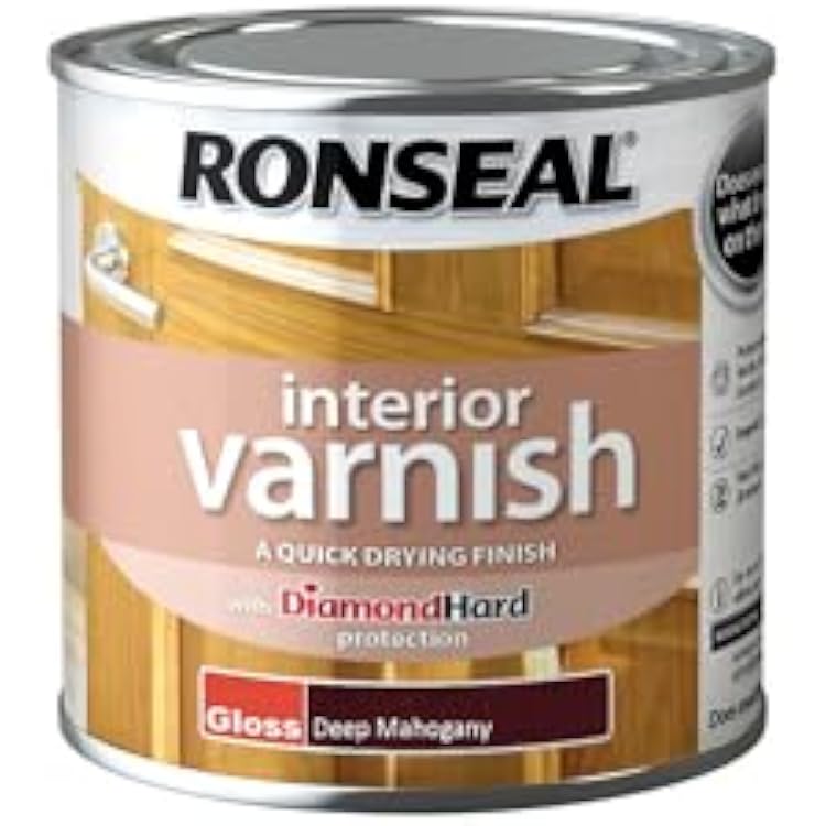 Ronseal RSLINGDM250 250ml Quick Dry Gloss Interior Varnish - Deep Mahogany
