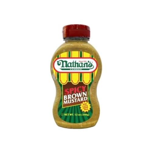 Nathans Mustard Spicy Brown Squeeze, 12 oz