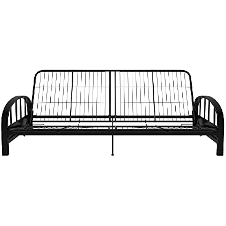DHP Aiden Futon Frame, Modern Design, 3-in-1 Convertible Sofa Bed, Sturdy Metal Frame, Easy Assembly, Black