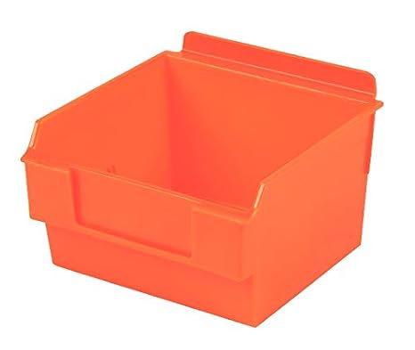 Slatwall Storage / Display bin, Plastic (polypropylene), 5.25" L x 5.5" W x 3.37" H, Orange (20 Pack) Fits grid and pegboard with optional adapters.