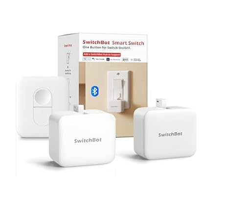 Switchbot Smart Switch Button Pusher (Bluetooth) Fingerbot for Rocker Switch/One-Way Buttons with bot White, App Timer Control, No Wiring, Optional Hub Required for Voice/Remote, White
