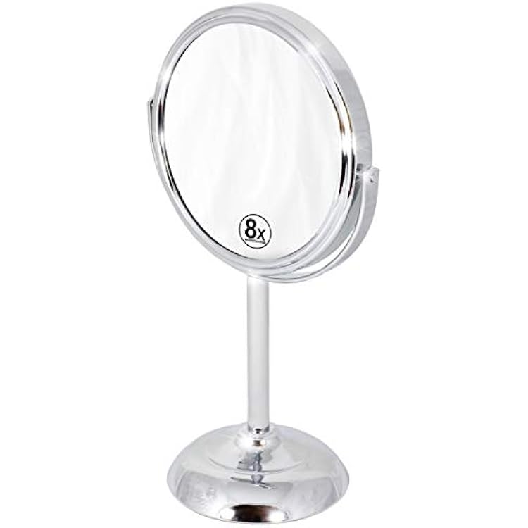 Deco Brothers Vanity Mirror with Stand 6-Inch Double Sided, 8X Magnification, Chrome